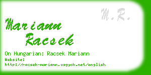 mariann racsek business card